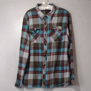 Rusty Plaid Flannel Button-up Shirt Blue, Brown, White Men's Large